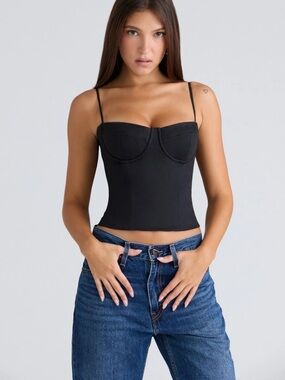 HOUSE OF CB 'Samaria' Black Stretch Twill Cupped Corset